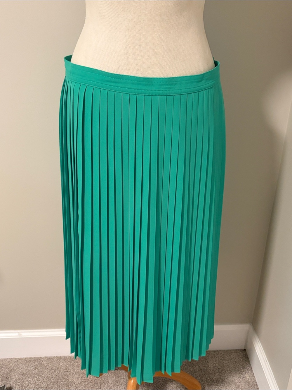 Pleated Midi Skirt in Teal